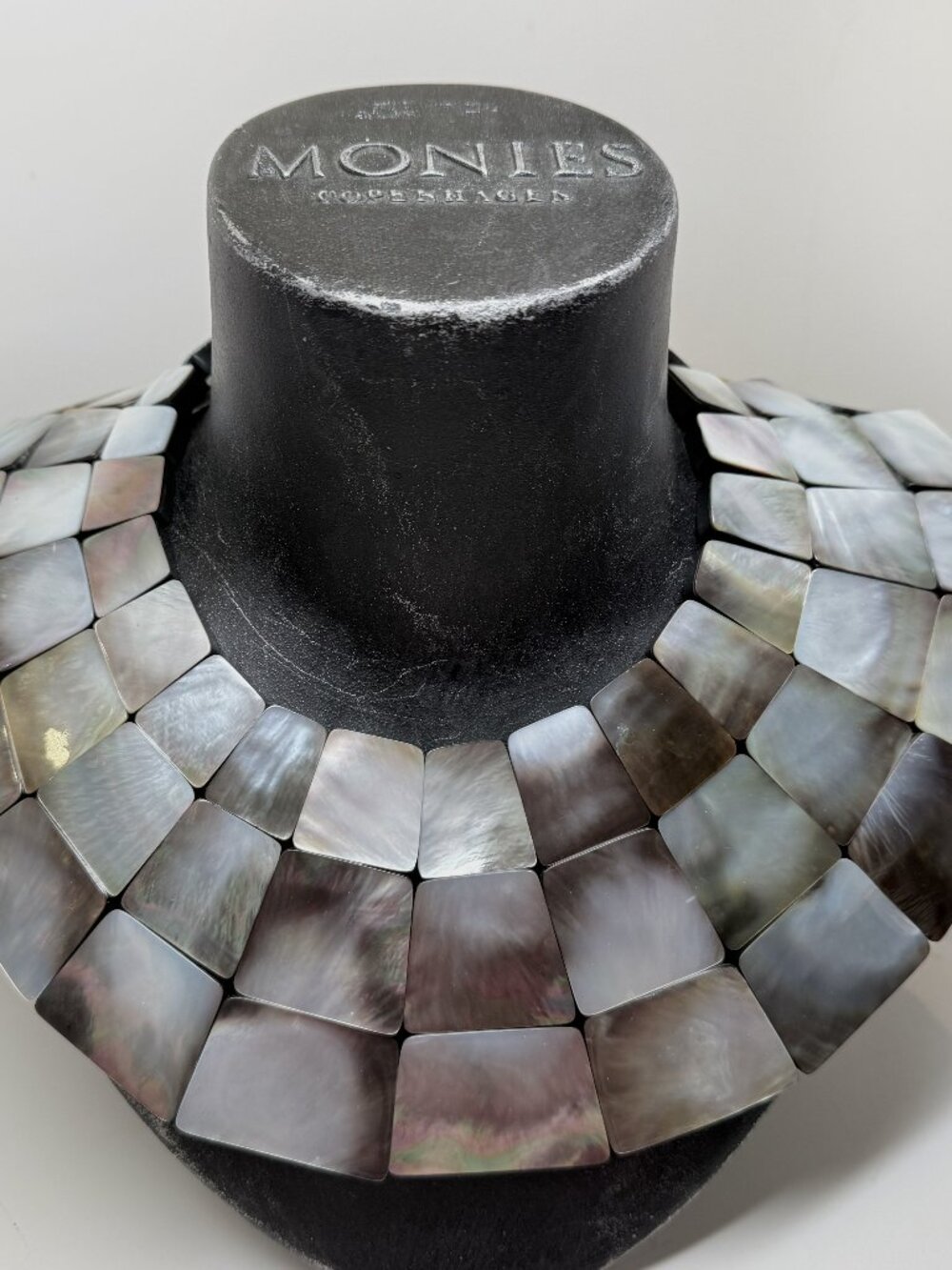 Stunning Monies Gerda Lynggaard Unique Mother of Pearl Bib Necklace